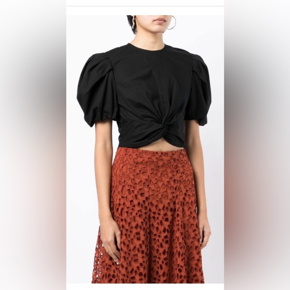 VINCE Puff Sleeve Twist Front Top